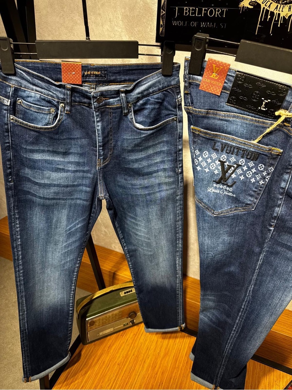 Louis Vuitton Indigo Slim Straight Jeans with Branded Pocket